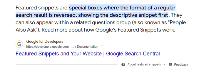 featured snippets