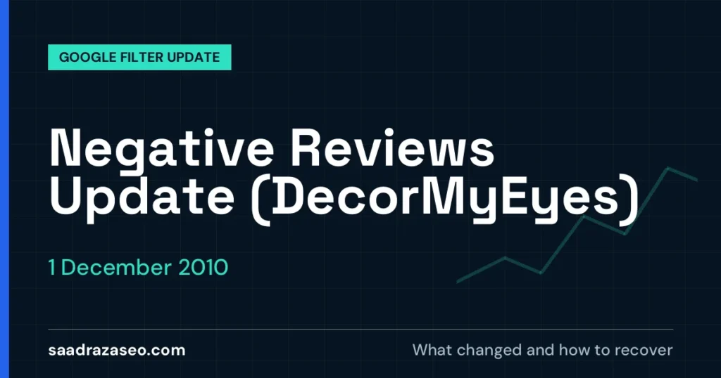 Google Negative Reviews Update (DecorMyEyes), 1 December 2010: what changed and how to recover