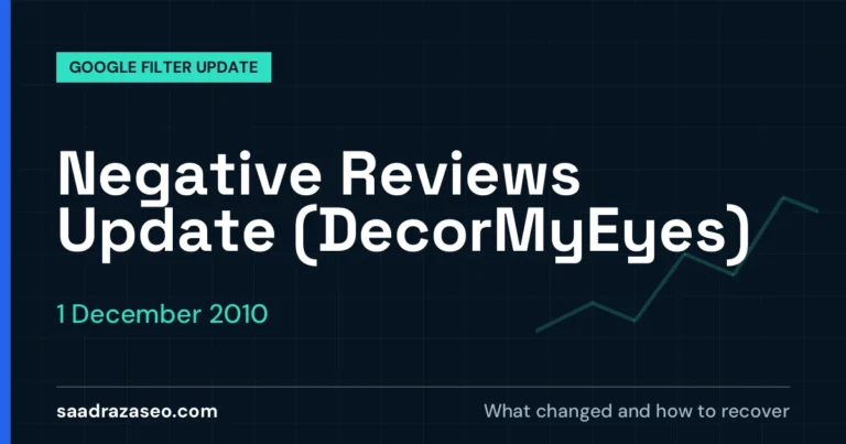 Google Negative Reviews Update (DecorMyEyes), 1 December 2010: what changed and how to recover